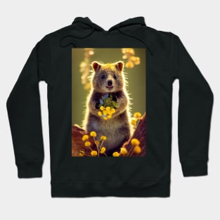 Cute quokka with Australian wild flowers v4 Hoodie